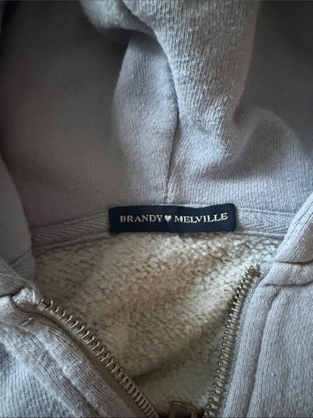 Brandy Melville Cozy Light Gray Zip-Up Hoodie - Picture 3 of 3